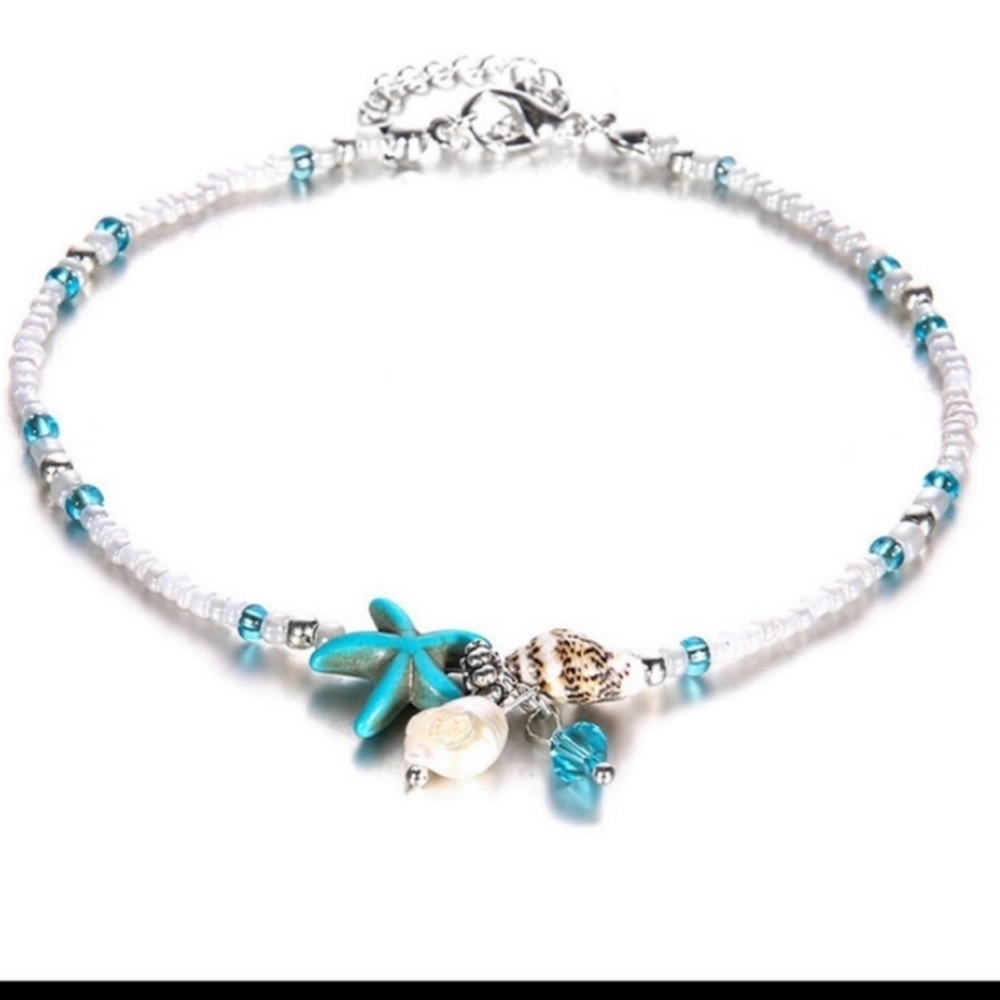 Ocean Themed Boho Beaded Ankle Bracelet
